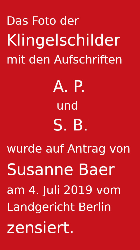 Klingelschilder von Susanne Baer und Andreas Paulus